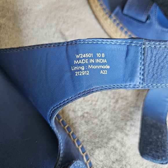 Cole Haan Blue Cloudfeel Espadrille Slide Wedge Sandals Size 10 - Picture 7 of 11